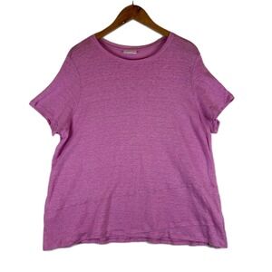 J Jill Love Linen Womens Short Sleeve 100% Linen Crew Neck Top‎ Blouse
